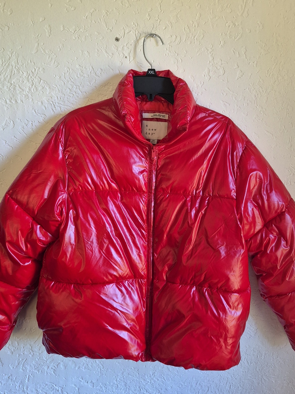 a new day Glossy Red Short Puffer Jacket Size XS